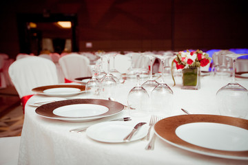 Table set for an event party or wedding reception