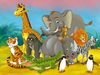 Obraz premium Safari kreskówek - ilustracja dla dzieci