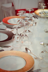 Table set for an event party or wedding reception