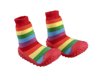 colorful kid's shoes isolated on white background