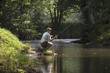 Fly fishing on an English river