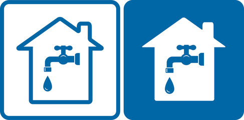 set of house and water tap