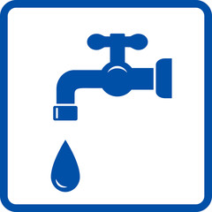 blue icon with faucet and tap