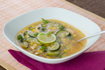 Chicken soup with lemon and rice