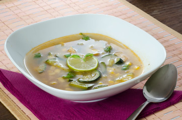 Chicken soup with lemon and rice