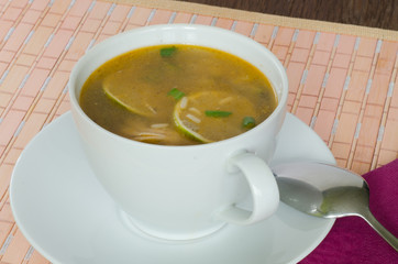 Chicken soup with lemon and rice