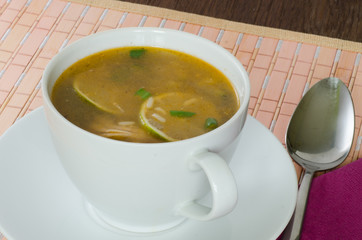 Chicken soup with lemon and rice