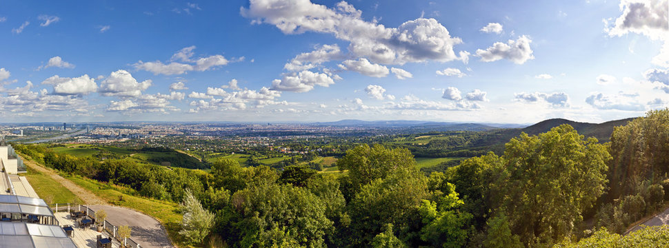 Panorama of Vienna and its Danube River