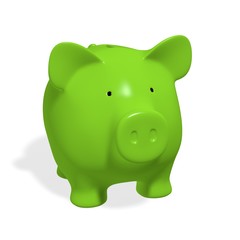 Piggy bank - green pig on white background