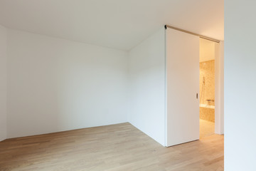 interior new house, empty room with sliding door in the bathroom