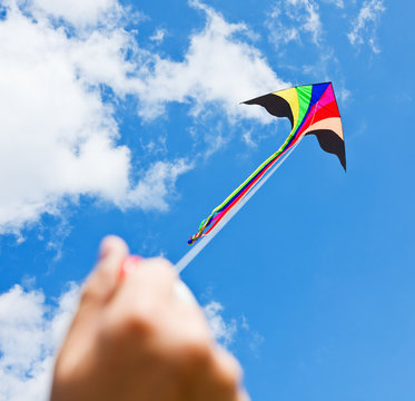 kite flying in a beautiful sky clouds