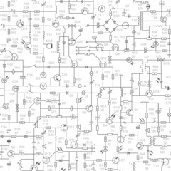 Seamless background of electrical circuit with signatures.