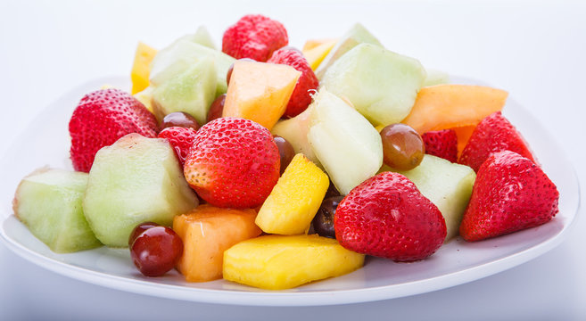 White Plate of Cut Fruit