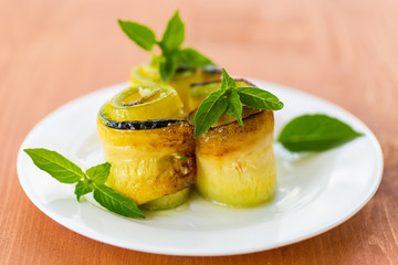 Zucchini rolls with fillings