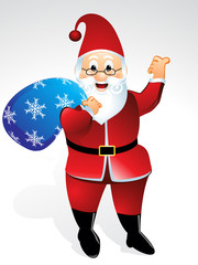 santa cartoon with gift bag