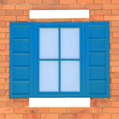 vintage windows on the brick wall