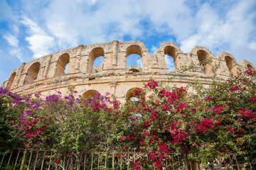 ancient colosseum in El Jem, Tunisia