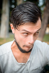 Fototapeta premium close up portrait of youg stylish man