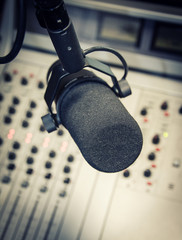 Part of a mixing panel in a radio studio