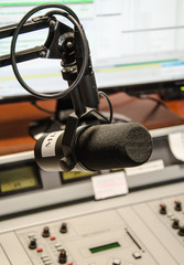 Part of a mixing panel in a radio studio
