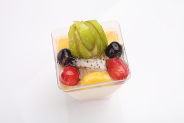 fruit panna cotta isolated in white background