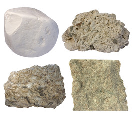 Limestone collage (chalk, tufa, fossiliferous limestone, grainst