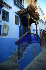 Moroccan gate of the house, blue town Chefchaouen, Morocco