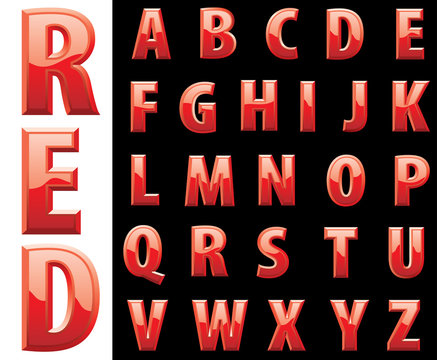 red shiny alphabet