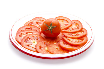 Tomatenscheiben auf Teller
