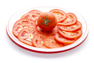Tomatenscheiben auf Teller