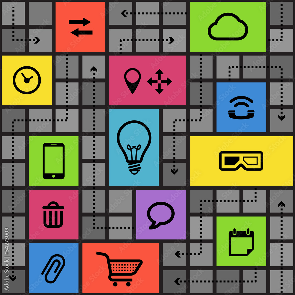 Poster abstract scheme with color tiles