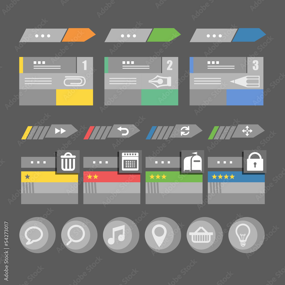 Aufkleber interface bars template with icons