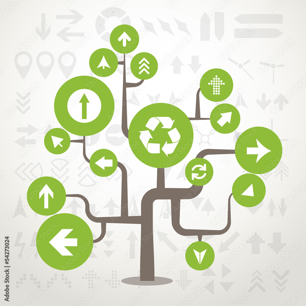 Aufkleber abstract green tree with different arrows