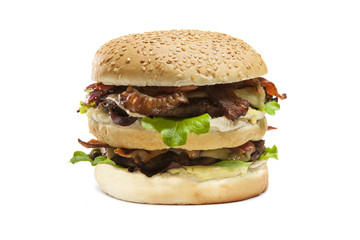 Double hamburger isolated