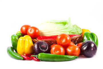 different vegetables isolated on white background