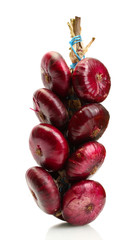 bunch of red onion isolated on white