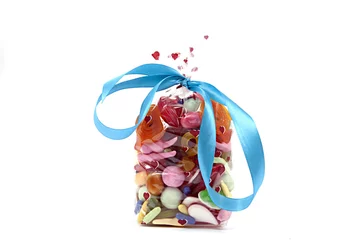 Papier Peint photo Lavable Bonbons Süßigkeiten in einer Tüte auf weiß isoliert