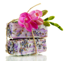 Natural handmade soap, isolated on white