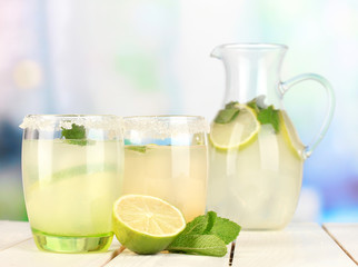Citrus lemonade in pitcher and glasses