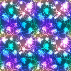 Neon Flowers And Circles
