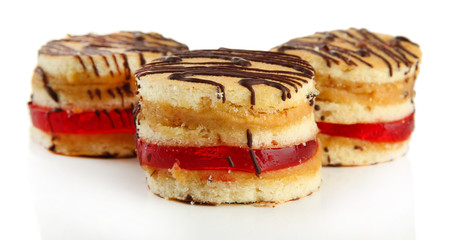 Tasty biscuit cakes, isolated on white