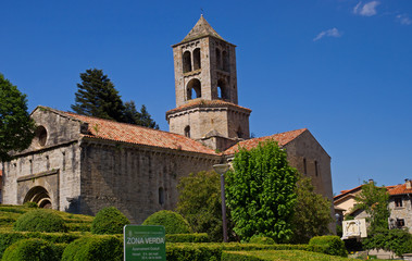 Stone church Camprodon town called small Gerona, Spain