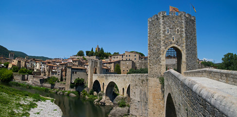The medieval fortified bridge in Besalu, Spain.
