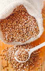 Raw buckwheat, portion of the  buckwheat