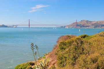 The Golden Gate Bridge in San Francisco with beautiful azure oce