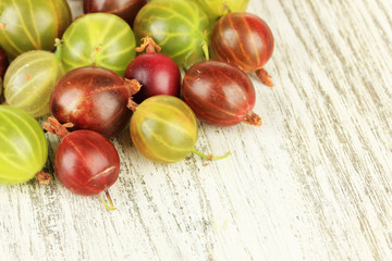 Fresh gooseberries on table close-up
