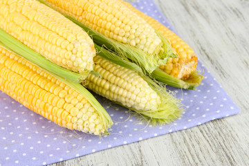 Fresh corn vegetable on wooden table