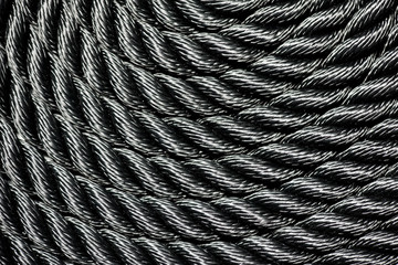 Coiled black rope