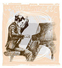 fille jouant du piano