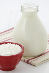 Delicious healthy milk and cottage cheese
